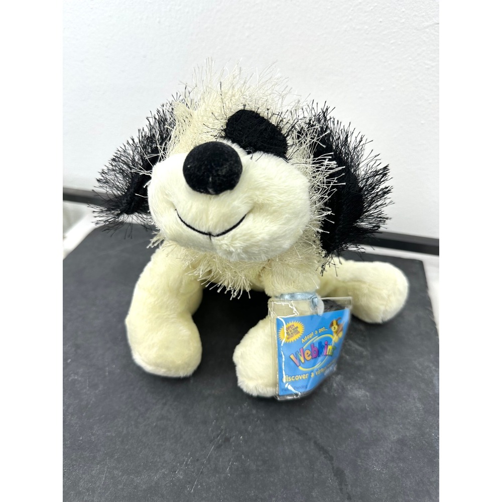 Webkinz GANZ B & W Cheeky Dog Retired with CODE pellet plush dog
